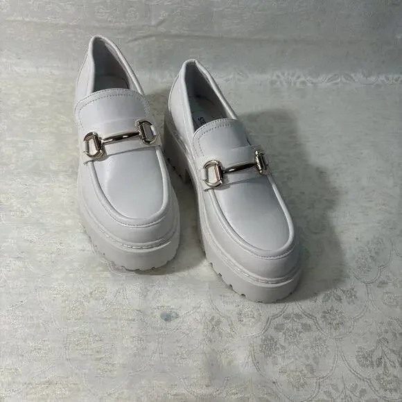 Steve Madden Women's Platform White Loafers Size 7 - Picture 3 of 6